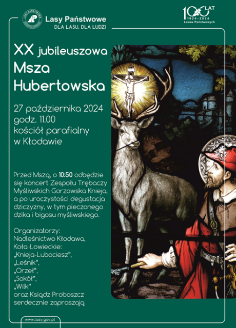 XX jubileuszowa Msza Hubertowska w Kłodawie